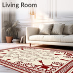 Crimson Floral Medallion Cream Rug
