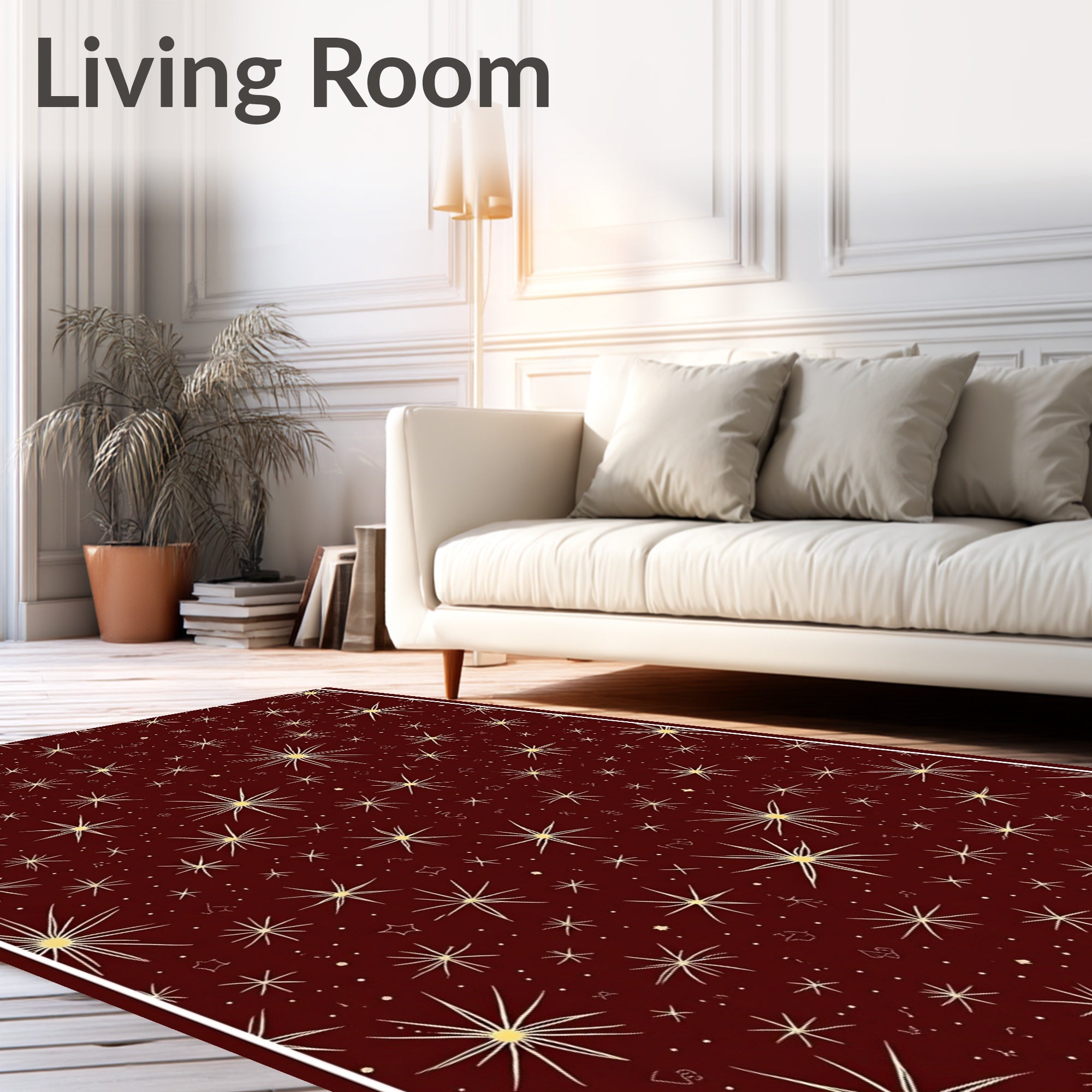 Crimson Starburst Celestial Burst Rug