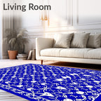 Intricate Blue White Lattice Medallion Rug
