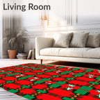 Red Green Plaid Starburst Folk Rug
