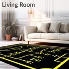 Yellow Football Field Lines Rug