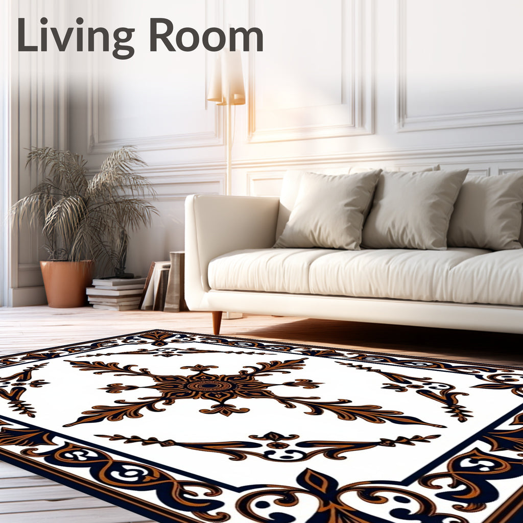 Ornate Black Bronze Floral Medallion Rug