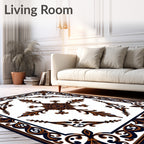 Ornate Black Bronze Floral Medallion Rug