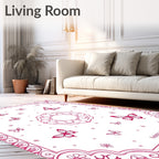 Whimsical Magenta Butterfly Garden Rug