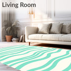 Coastal Aqua Wave Stripes Rug