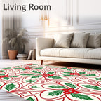 Holiday Holly Berry Swirl Rug