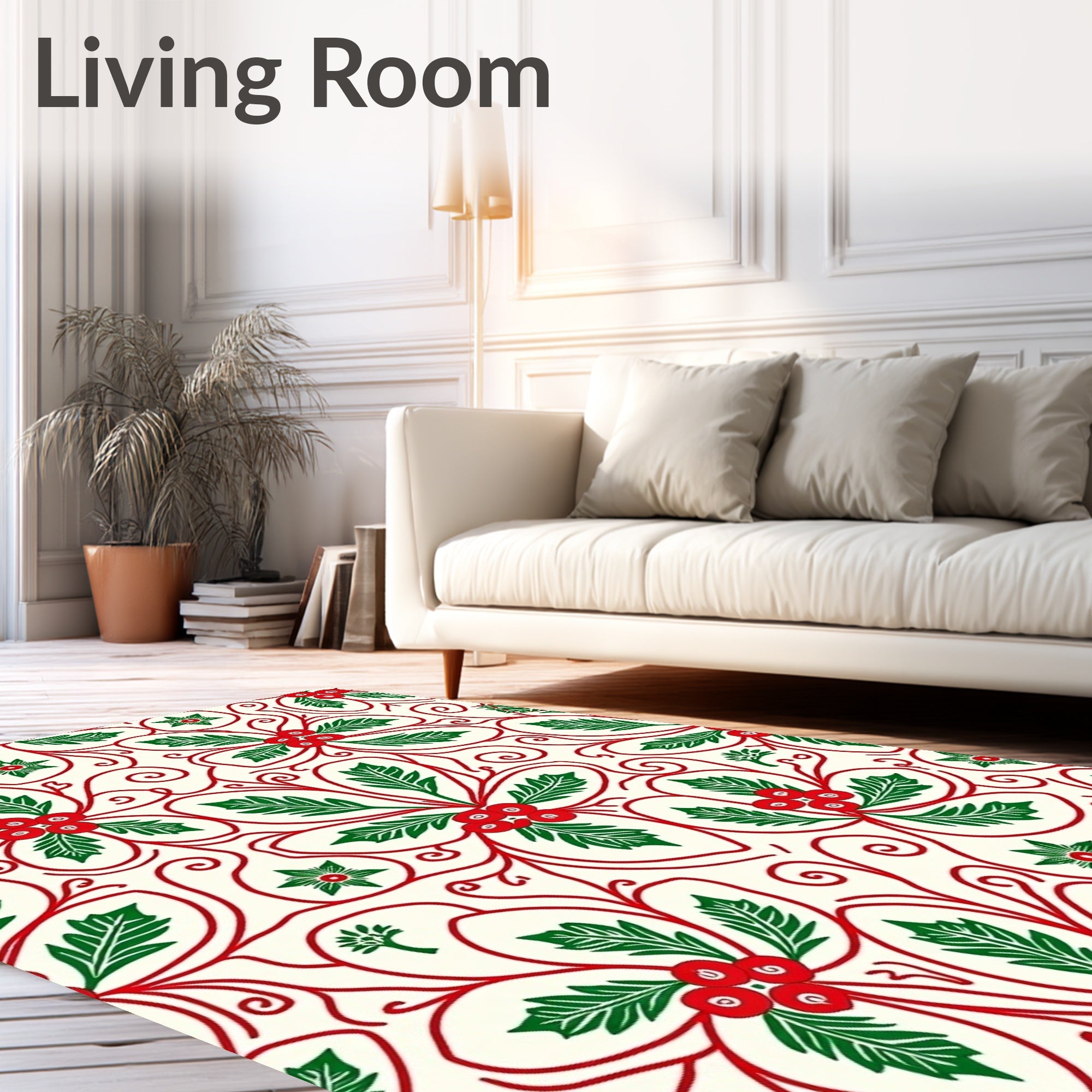 Holiday Holly Berry Swirl Rug