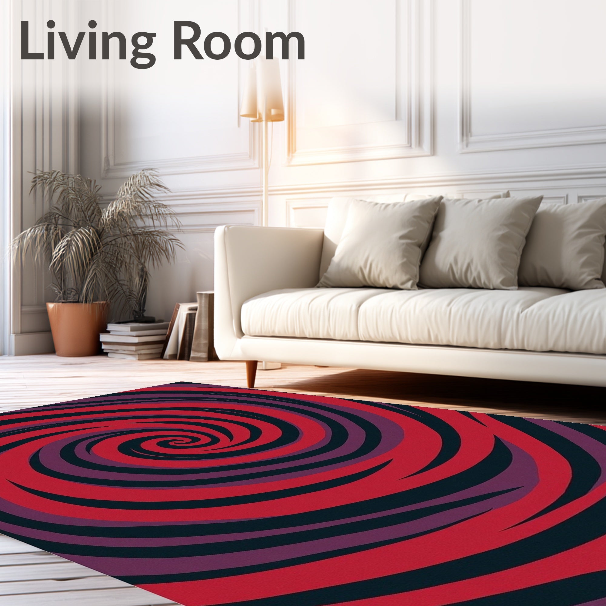 Crimson Purple Swirling Vortex Rug