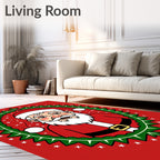 Festive Red Santa Claus Holly Oval Rug
