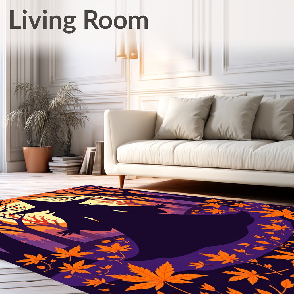 Mystic Autumn Witch Silhouette Rug