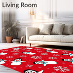 Joyful Snowman Red Snowflake Scatter Rug
