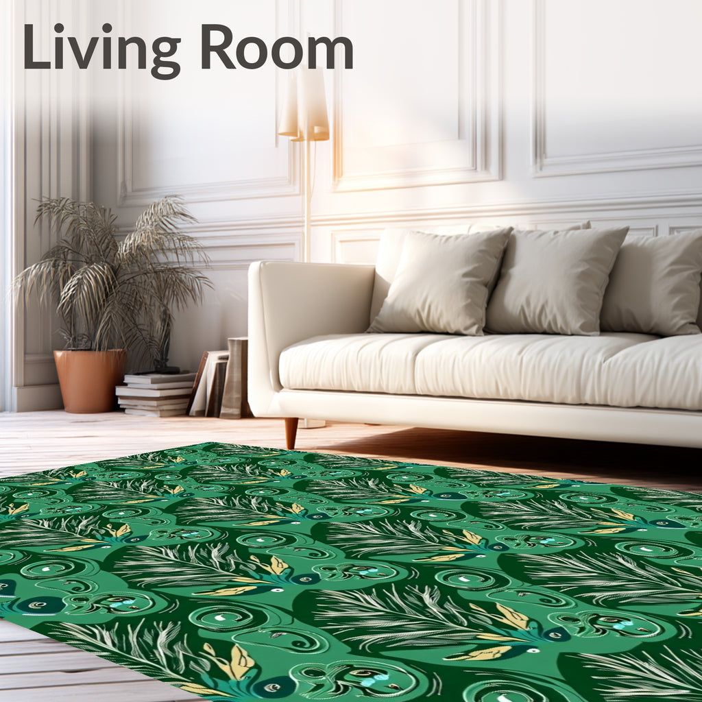 Emerald Forest Abstract Foliage Rug