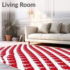 Crimson And White Slanted Stripes Rug