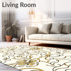 Gold Floral Swirl Art Nouveau Rug
