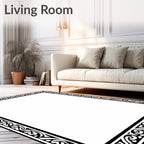 Classic Black Filigree Border Rug