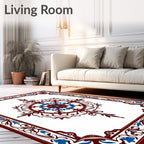 Rich Burgundy Blue Floral Medallion Rug