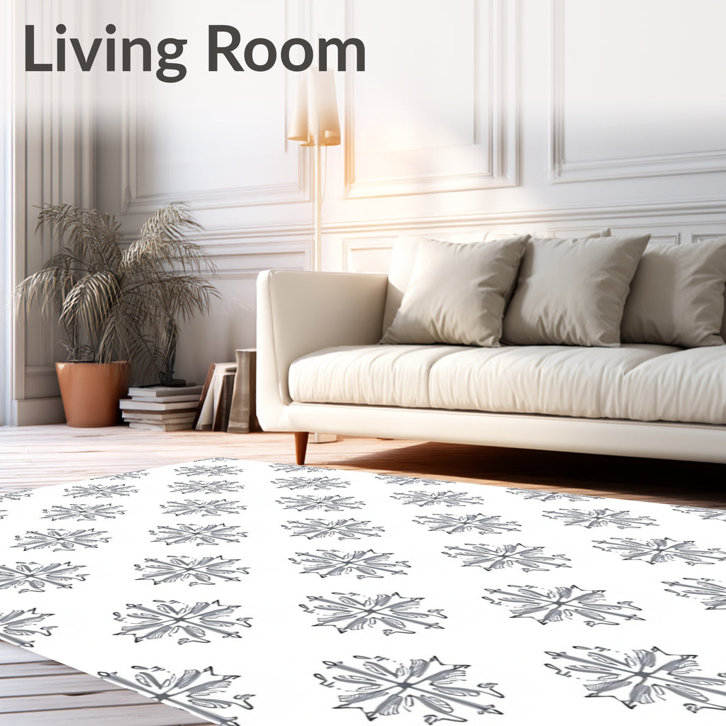 Classic Grey Floral Motif Rug