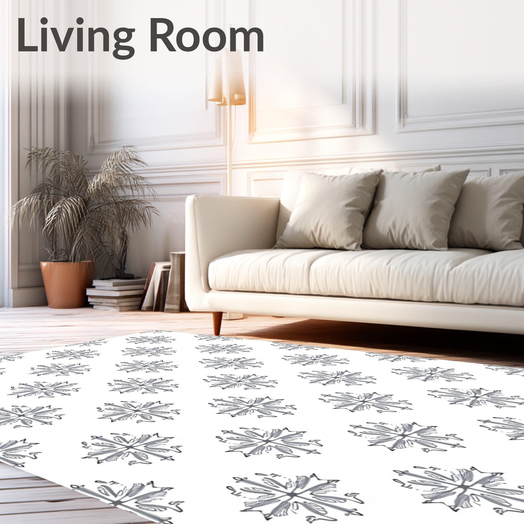 Classic Grey Floral Motif Rug