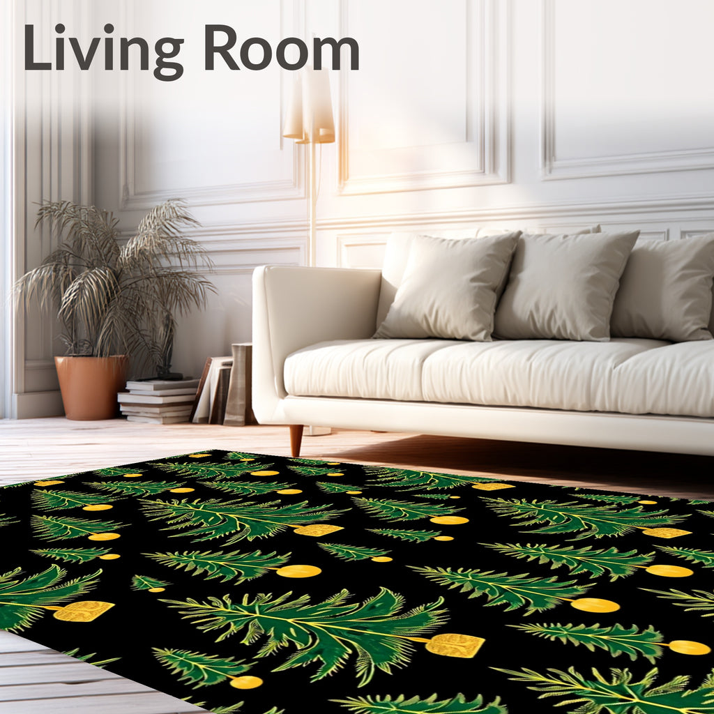 Emerald Green Christmas Tree Ornaments Rug