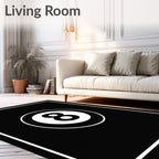 Black and White Eight Ball Graphic Rug