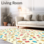 Whimsical Tan Orange Cat Characters Rug