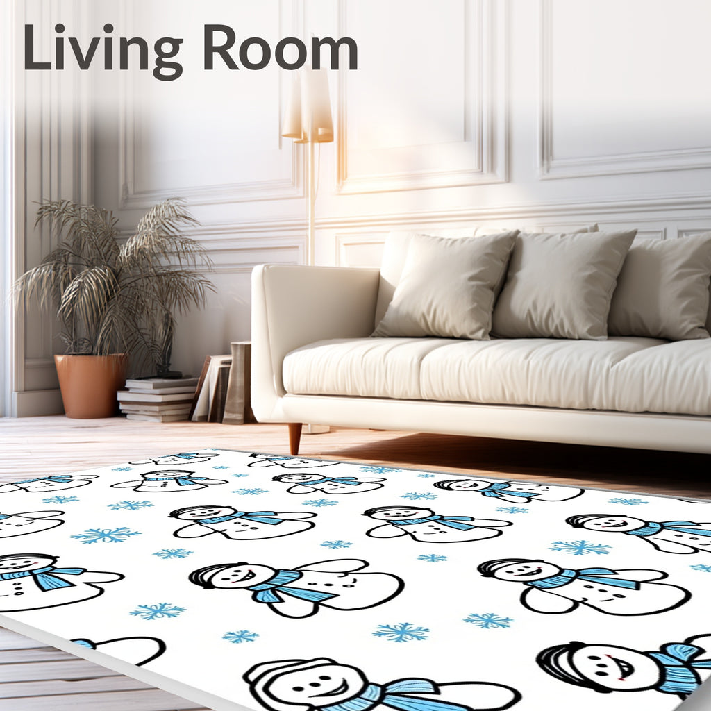 Cute Snowman Winter Scarf Snowflake Rug