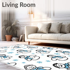 Cute Snowman Winter Scarf Snowflake Rug