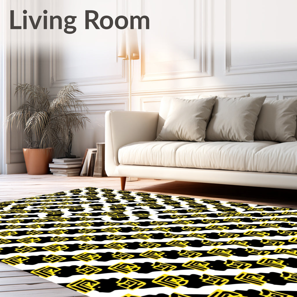 Diagonal Yellow Geometric Abstract Rug
