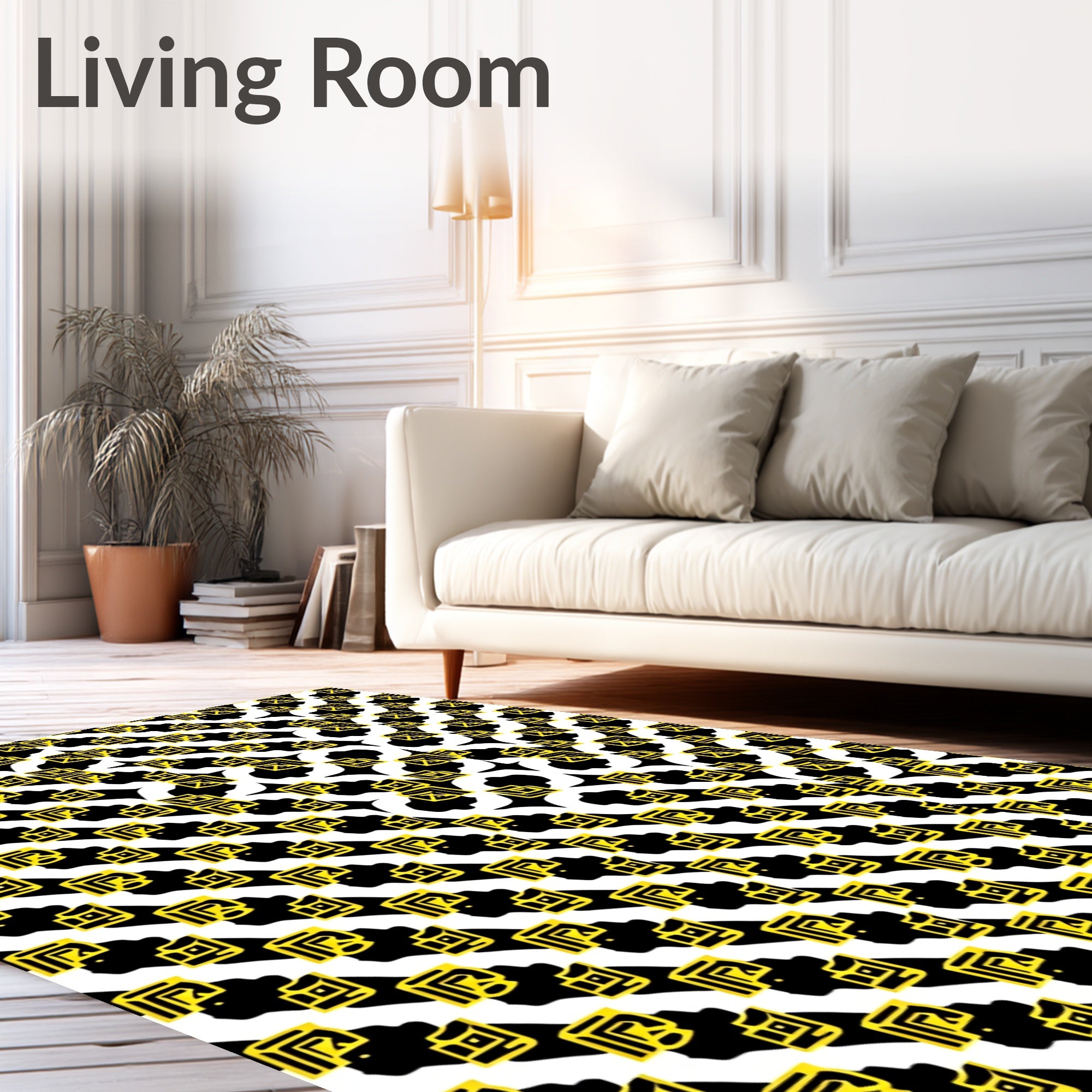 Diagonal Yellow Geometric Abstract Rug