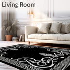 Art Nouveau White Flourish Border Rug