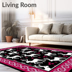 White Reindeer Berry Black Border Rug