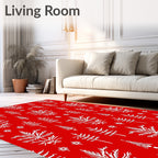 Classic Red White Fern Tree Repeats Rug