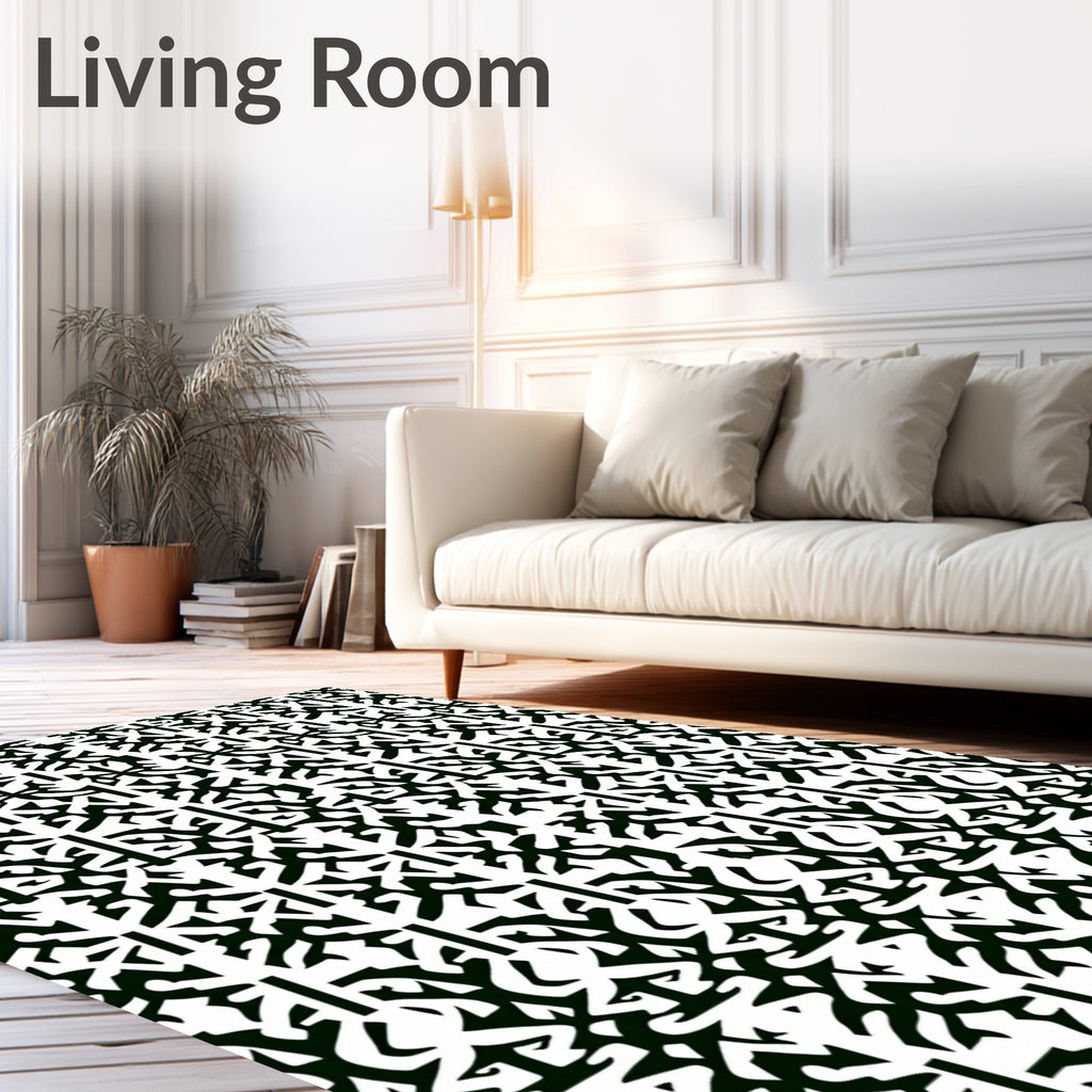 Black White Abstract Reciprocal Arrangement Rug