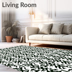 Black White Abstract Reciprocal Arrangement Rug