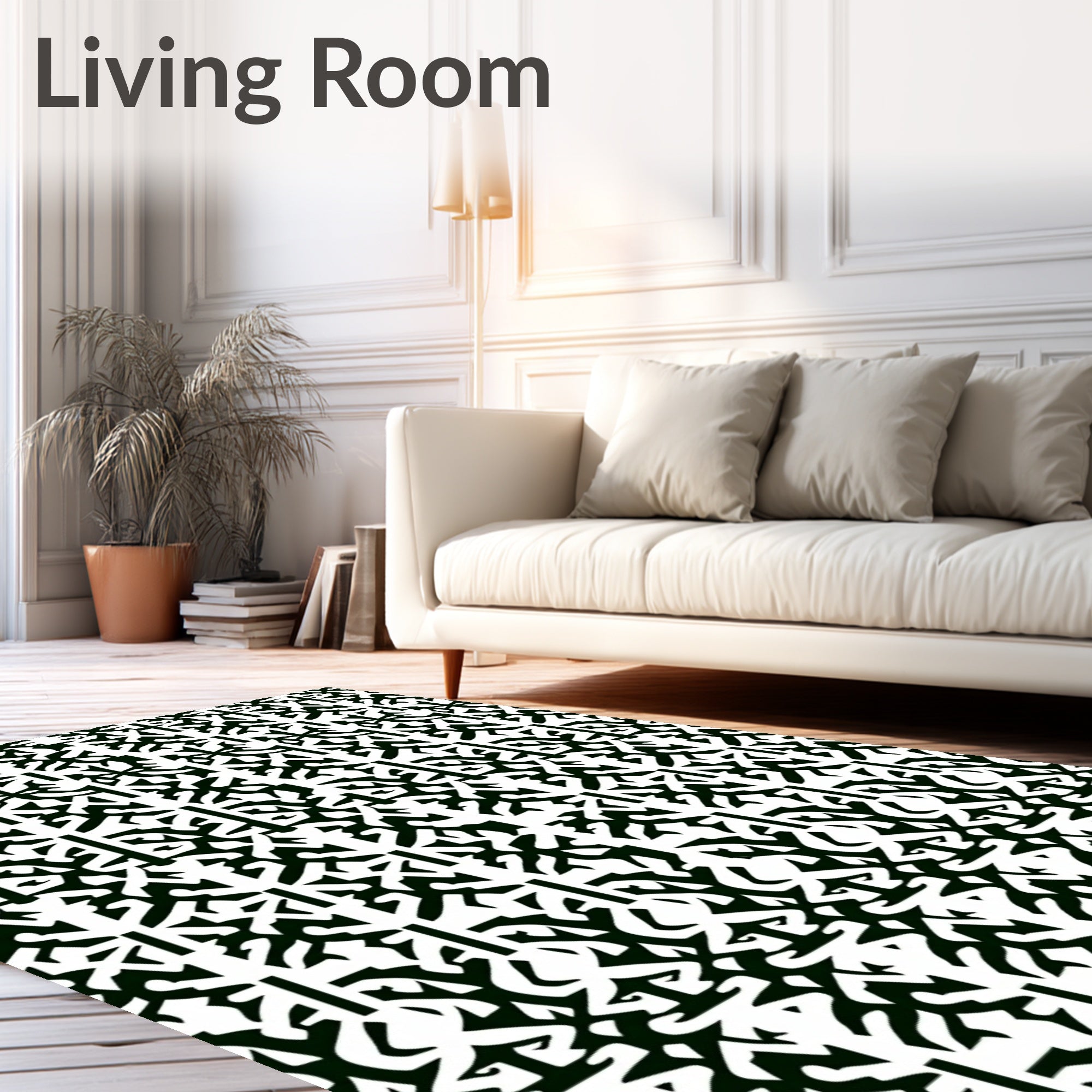 Black White Abstract Reciprocal Arrangement Rug