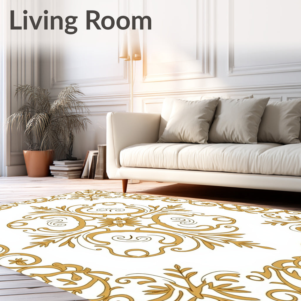 Golden Flourish Central Medallion Border Rug