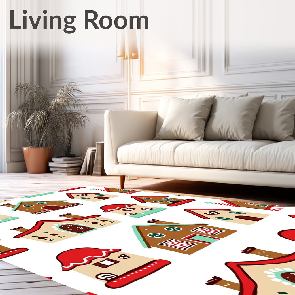 Gingerbread Houses Festive Holiday Collection Rug
