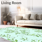 Soft Green Leafy Vine Swirl Rug