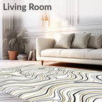 Abstract Black Gold Contour Flow Rug