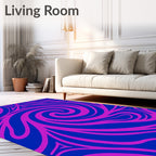 Vibrant Blue Pink Swirl Abstract Rug