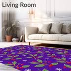 Purple Festive Holly Berry Snowflake Rug