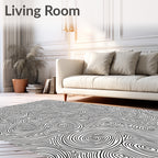 Black and White Swirling Lines Rug