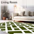 Olive Green Interlocking Lattice Rug