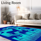 Blue Savanna Wildlife Silhouette Rug