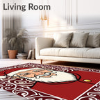 Whimsical Red Santa Claus Border Rug
