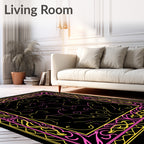 Pink yellow ornate symmetry Rug