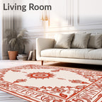 Ornate Red Sunburst Medallion Rug