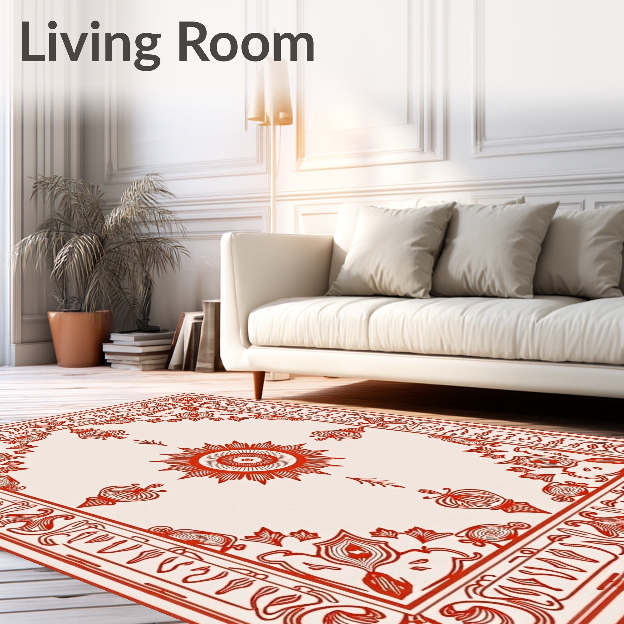 Ornate Red Sunburst Medallion Rug