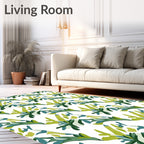 Abstract Green Blue Leaf Branches Rug