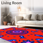 Vibrant Red Floral Medallion Rug